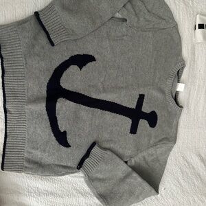 Gymboree Gray and Black Crewneck Sweater with Anchor Design